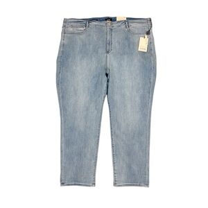 NYDJ High Rise Stretchy Girlfriend Jeans Light Wash Blue Size 26W